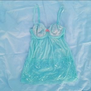 La vie en rose turquoise babydoll slip dress